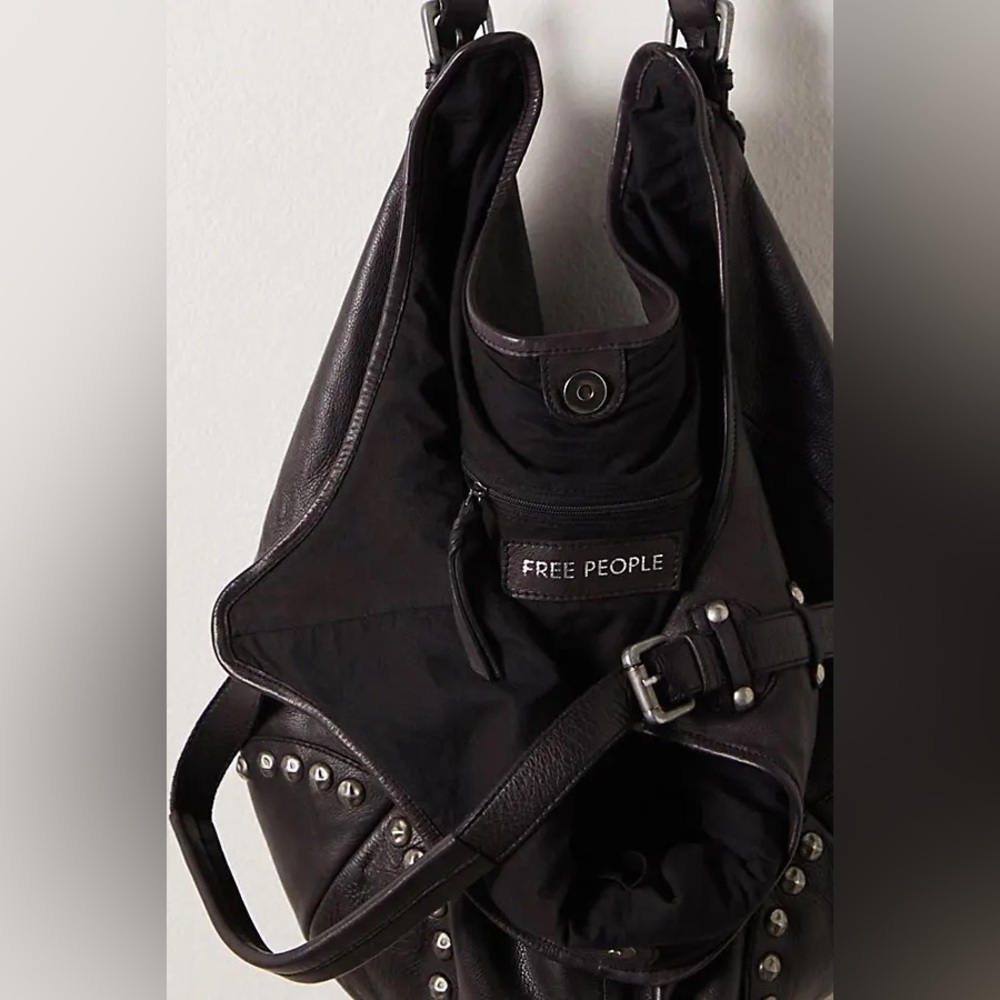 Free People Black Studded Hobo Bag - Picture 4 of 14